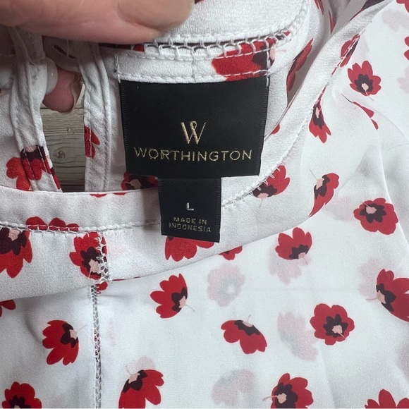 💚Worthington red flower printed top - Picture 4 of 8